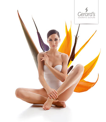 Bild von Modell body mit blume und logo